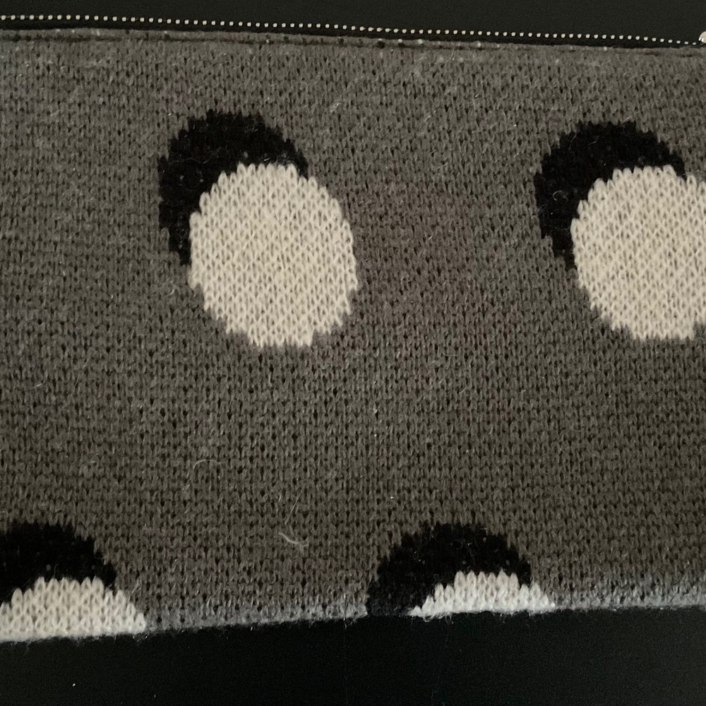 Verloop Polka Dot Knit Pouch grey black and white